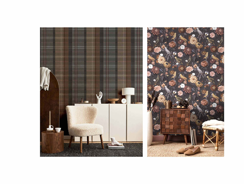 Non-woven wallpaper, brown, fabric imitation, 15567, Botany House, Cristiana Masi by Parato