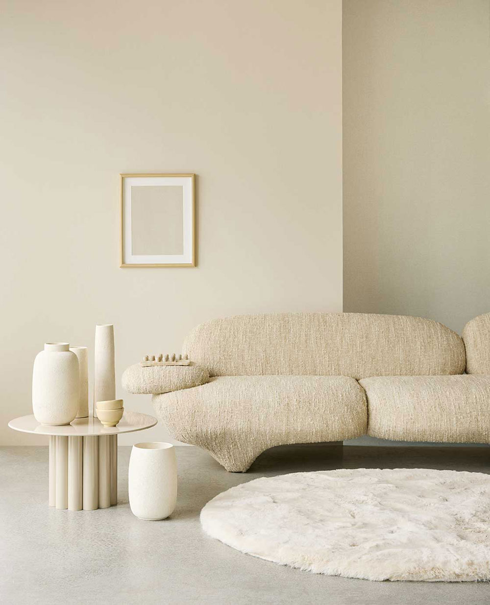 Non-woven wallpaper, beige, fabric imitation, 340615, Linen Look, Eijffinger