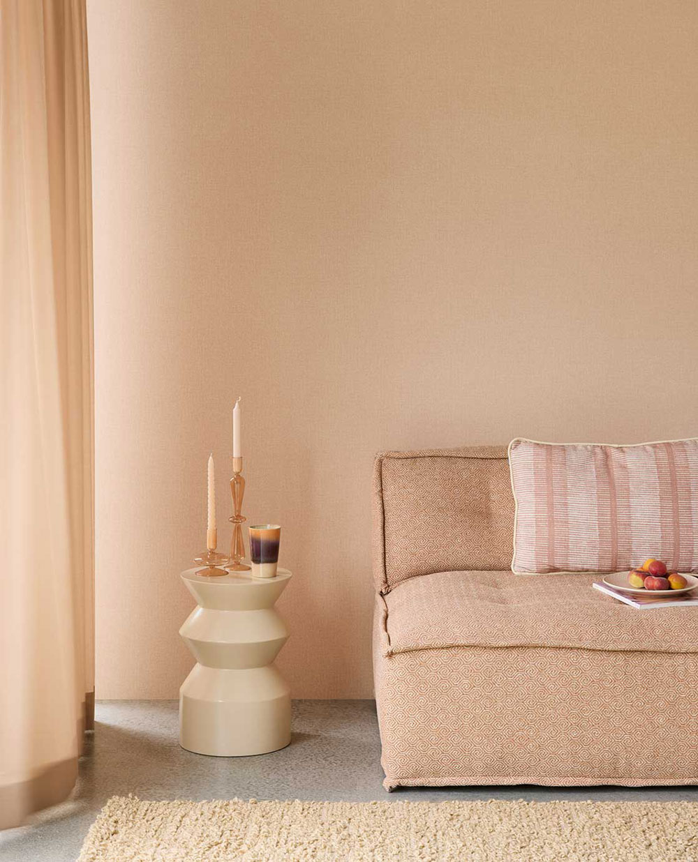 Non-woven wallpaper, pink, fabric imitation, 340621, Linen Look, Eijffinger