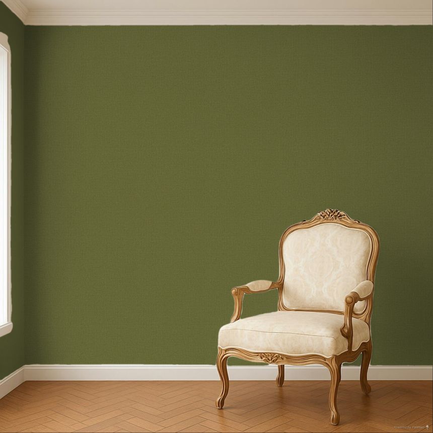 Non-woven wallpaper, green, fabric imitation, 340638, Linen Look, Eijffinger