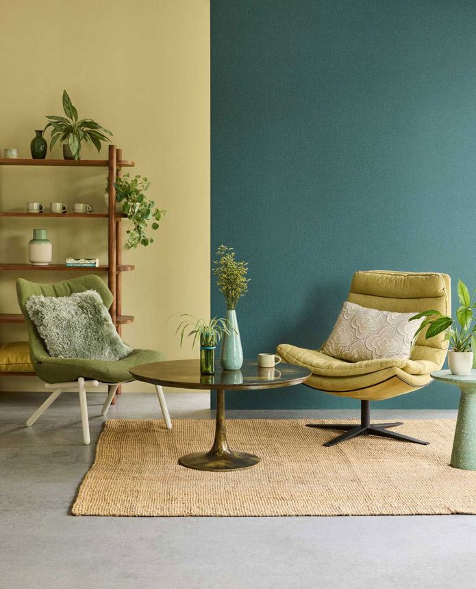 Non-woven wallpaper, green, fabric imitation, 340639, Linen Look, Eijffinger