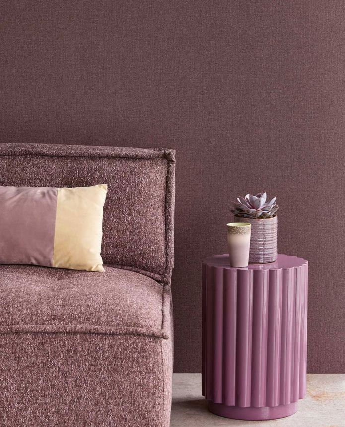 Non-woven wallpaper, burgundy, fabric imitation, 340644, Linen Look, Eijffinger