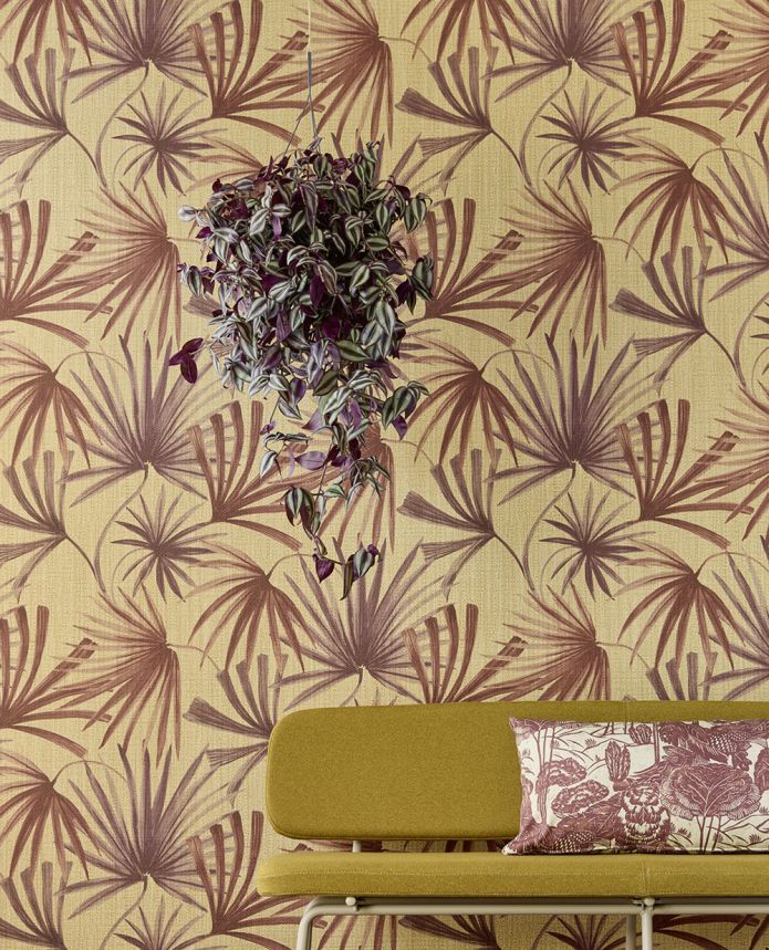 Non-woven wallpaper, brown-burgundy, leaves, 340514, Groovy, Eijffinger