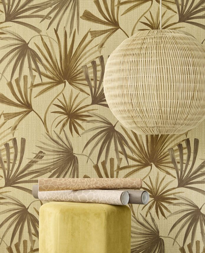 Non-woven wallpaper, brown, leaves, 340515, Groovy, Eijffinger