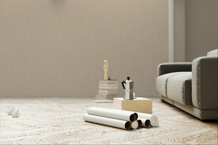 Non-woven wallpaper, grey-brown, fabric imitation, 340522, Groovy, Eijffinger