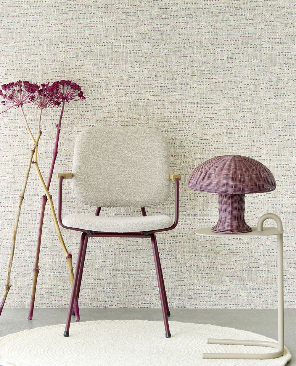 Non-woven wallpaper, grey-beige, fabric imitation, 340530, Groovy, Eijffinger