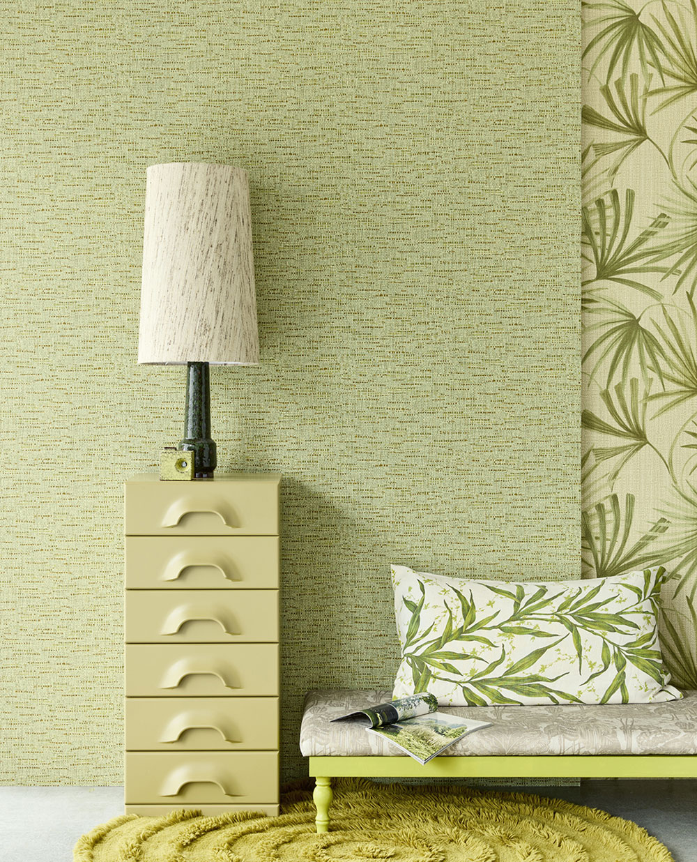 Non-woven wallpaper, green, fabric imitation, 340532, Groovy, Eijffinger