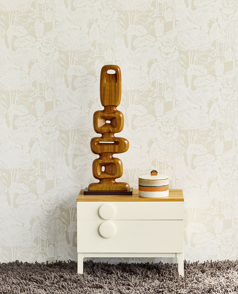 Non-woven wallpaper, beige, leaves, trees, 340540, Groovy, Eijffinger