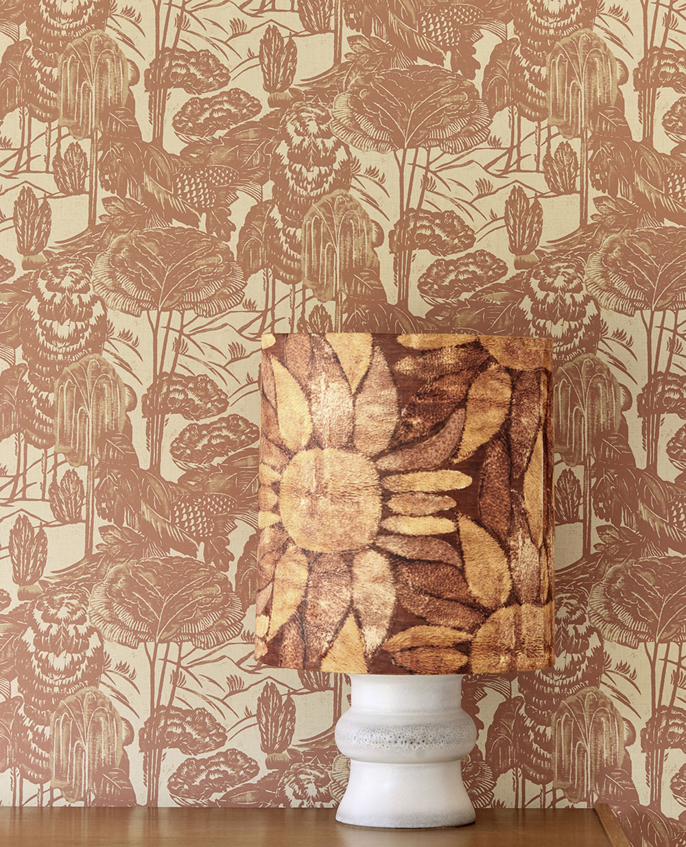 Non-woven wallpaper, brick red, leaves, trees, 340543, Groovy, Eijffinger