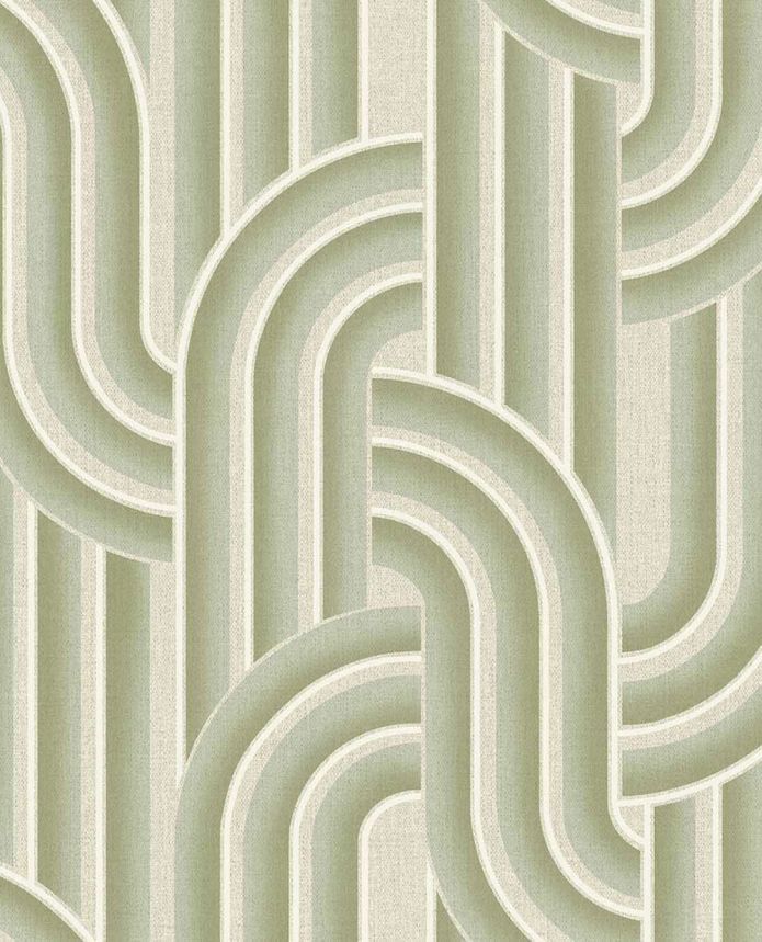 Geometric non-woven wallpaper, green-beige, retro, 340561, Groovy, Eijffinger