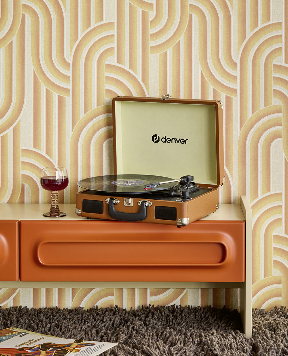 Geometric non-woven wallpaper, orange-beige, retro, 340563, Groovy, Eijffinger