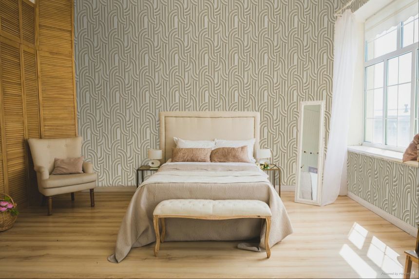 Geometric non-woven wallpaper, brown-beige, retro, 340564, Groovy, Eijffinger
