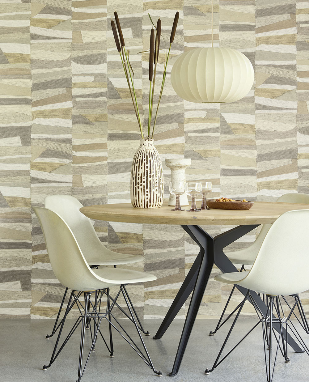 Non-woven wallpaper, grey-beige, mat imitation, 340570, Groovy, Eijffinger