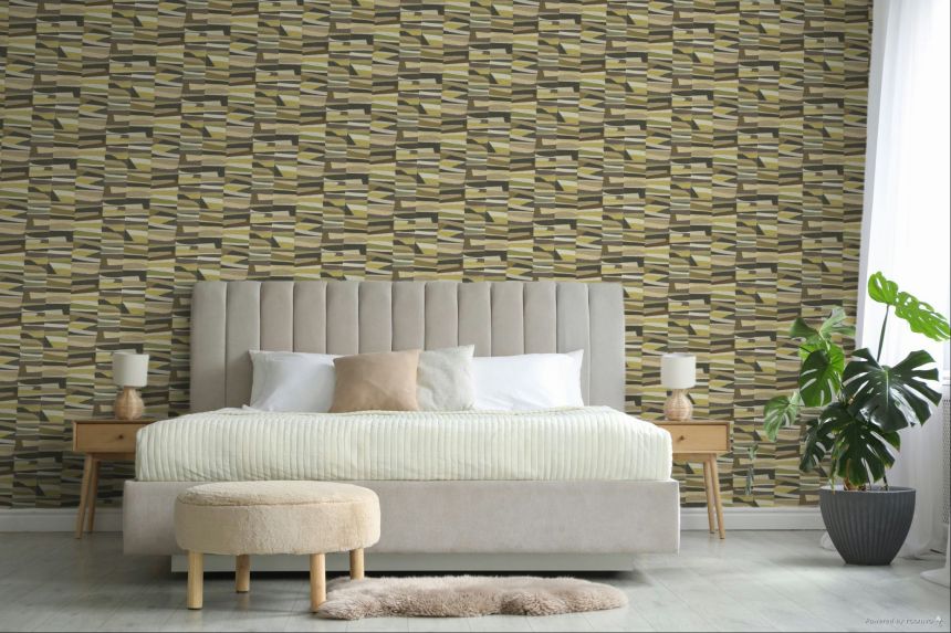 Non-woven wallpaper, green-beige, mat imitation, 340571, Groovy, Eijffinger