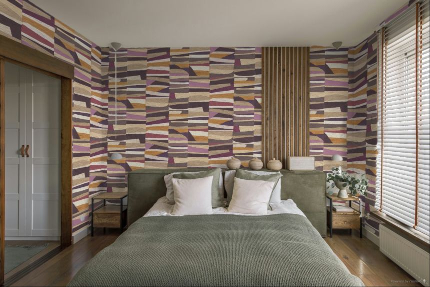 Non-woven wallpaper, pink-beige, mat imitation, 340573, Groovy, Eijffinger