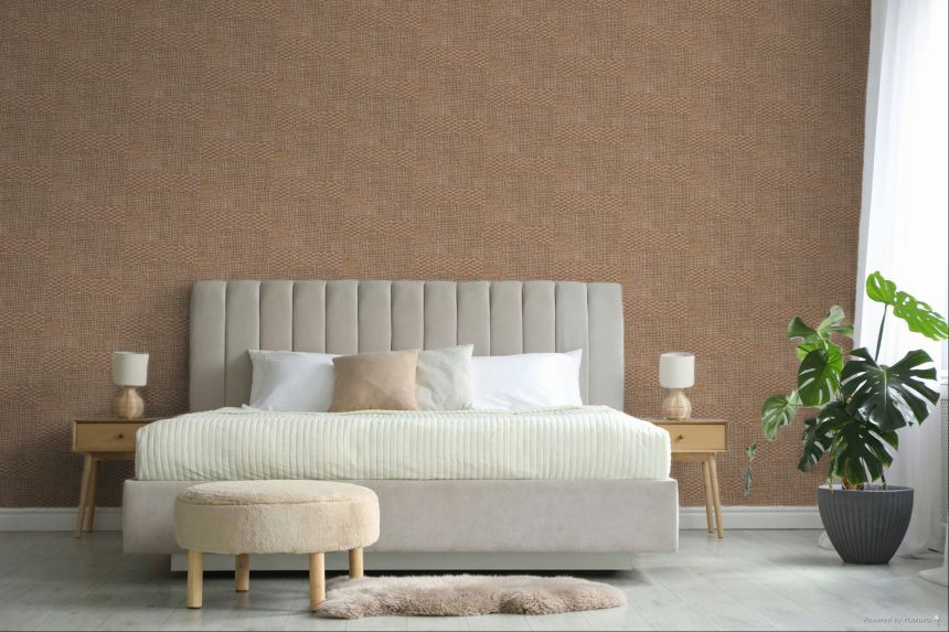 Non-woven wallpaper, brown-red, fabric imitation, 340582, Groovy, Eijffinger