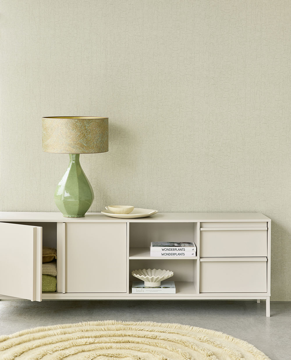 Non-woven wallpaper, grey-green, texture, 340334, Sensory Eijffinger