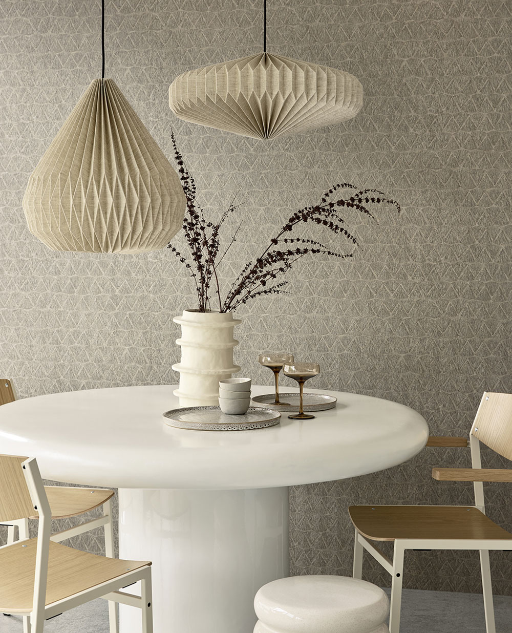 Geometric non-woven wallpaper, brown, 340347, Sensory Eijffinger