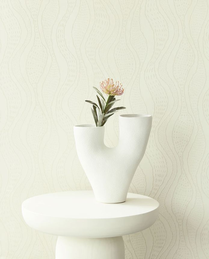 Geometric non-woven wallpaper, cream, 340352, Sensory Eijffinger