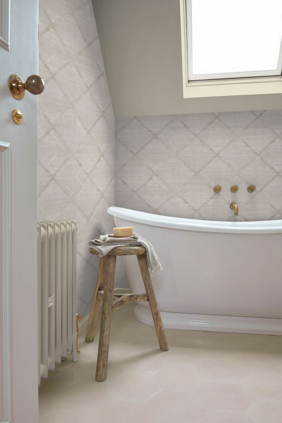Geometric non-woven wallpaper, grey-beige, 124122, Element, Graham Brown Premium