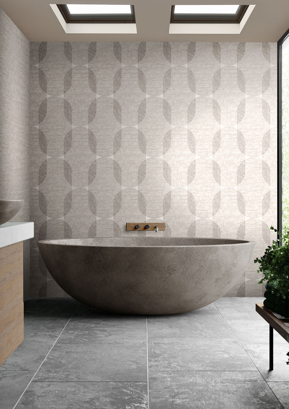 Non-woven wallpaper, brown-grey, graphic pattern, 124127, Element, Graham Brown Premium
