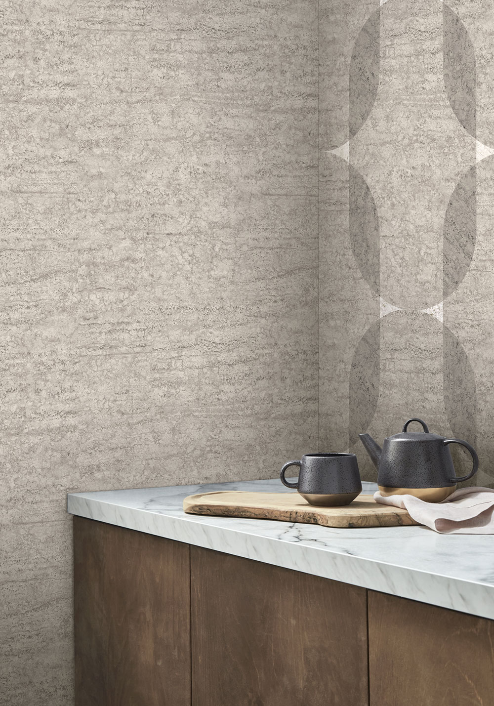 Non-woven wallpaper, grey, stone, 124133, Element, Graham Brown Premium