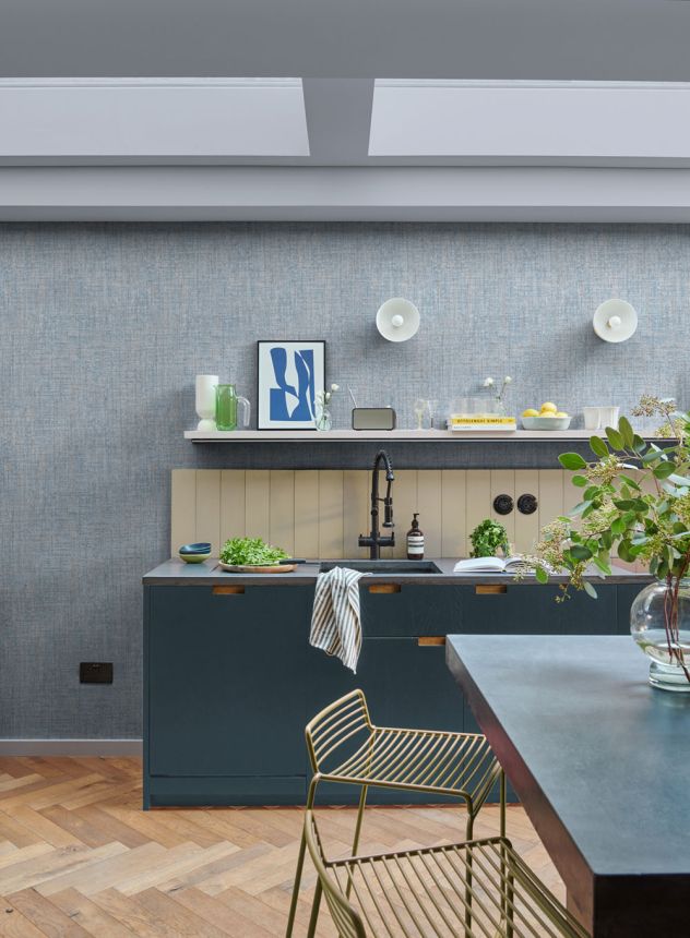 Non-woven wallpaper, blue, texture imitation, 124137, Element, Graham Brown Premium