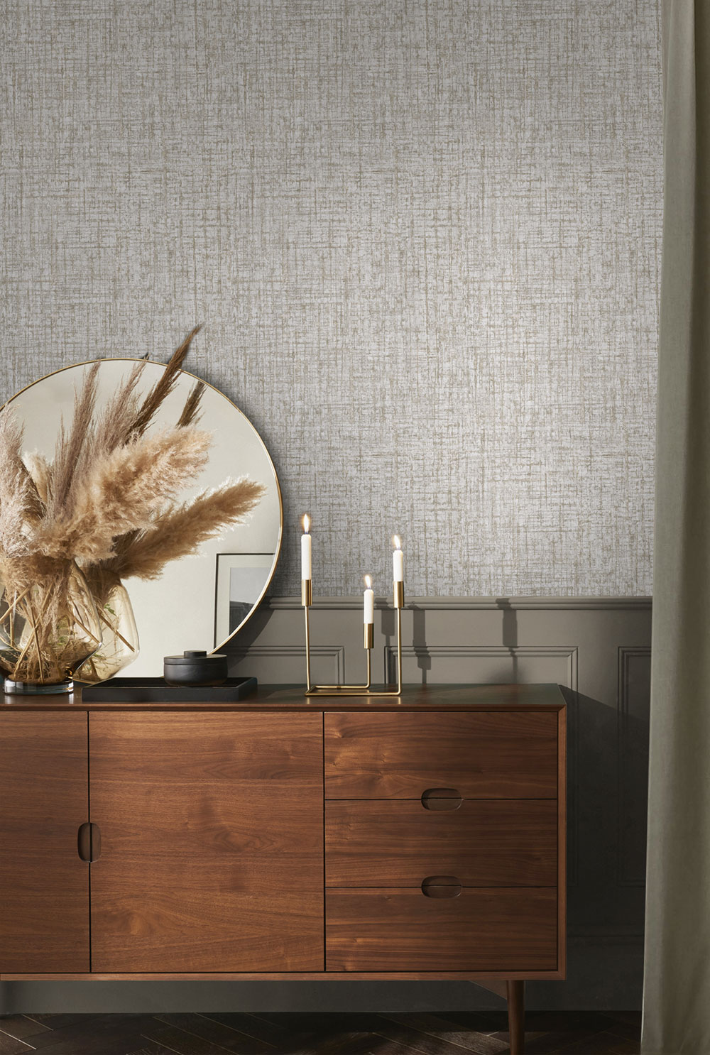 Non-woven wallpaper, grey-beige, texture imitation, 124143, Element, Graham Brown Premium