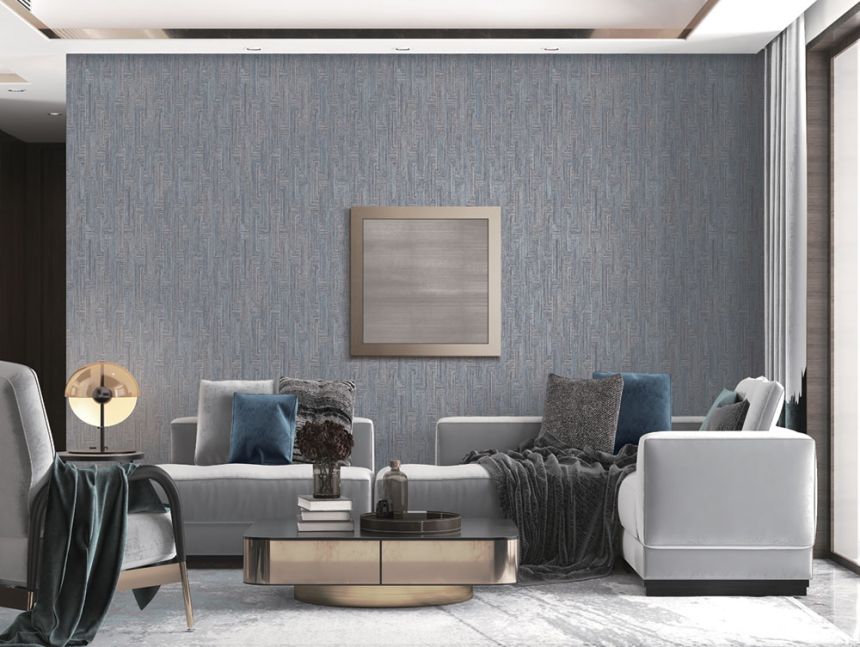 Geometric non-woven wallpaper, blue-grey, SA524014, Santa Fe, Design ID