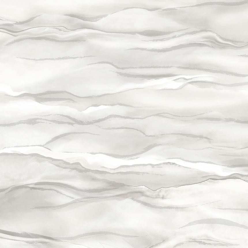 Non-woven wallpaper, white-grey, waves, marble, SA524041, Santa Fe, Design ID