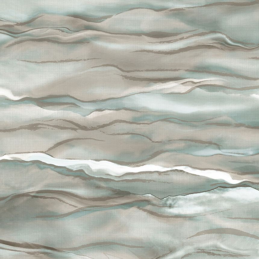 Non-woven wallpaper, grey-green, waves, marble, SA524044, Santa Fe, Design ID