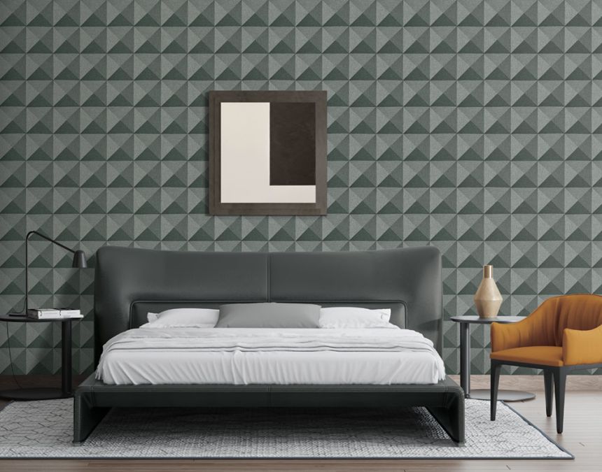 Geometric non-woven wallpaper, grey-black, SA524105, Santa Fe, Design ID