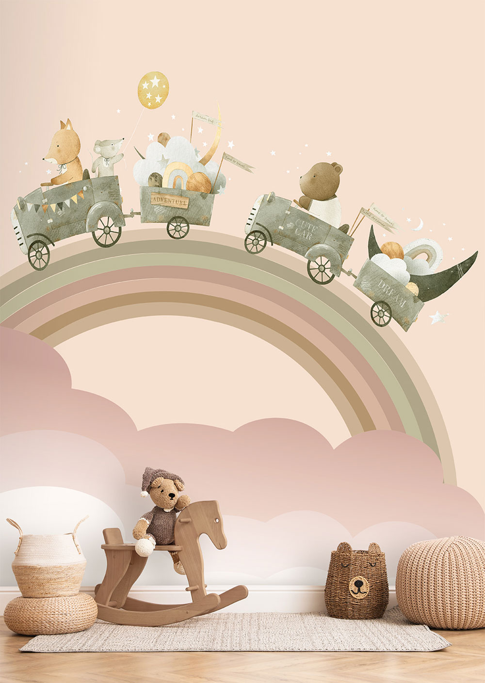 Children's non-woven wall mural, animals, rainbow, CW6002-2, Cute Walls, Decoprint