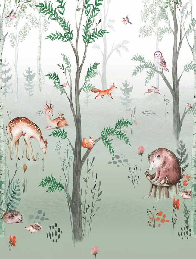 Children's non-woven wall mural, forest animals, CW6041-1, Cute Walls, Decoprint