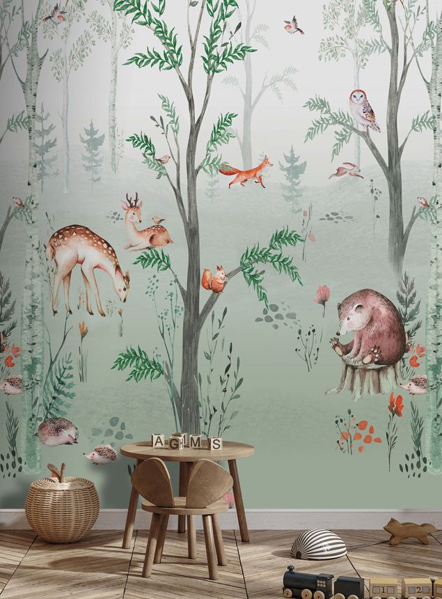 Children's non-woven wall mural, forest animals, CW6041-1, Cute Walls, Decoprint