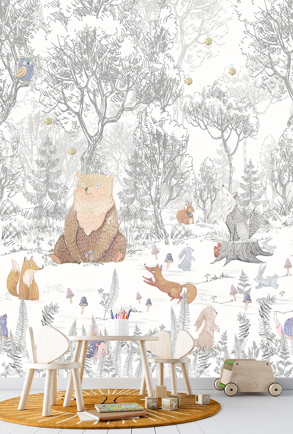 Children's non-woven wall mural, forest animals, CW6043-1, Cute Walls, Decoprint