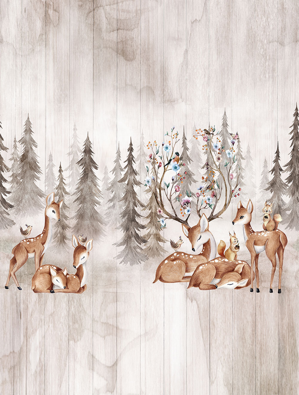 Children's non-woven wall mural, forest animals, CW6046-1, Cute Walls, Decoprint