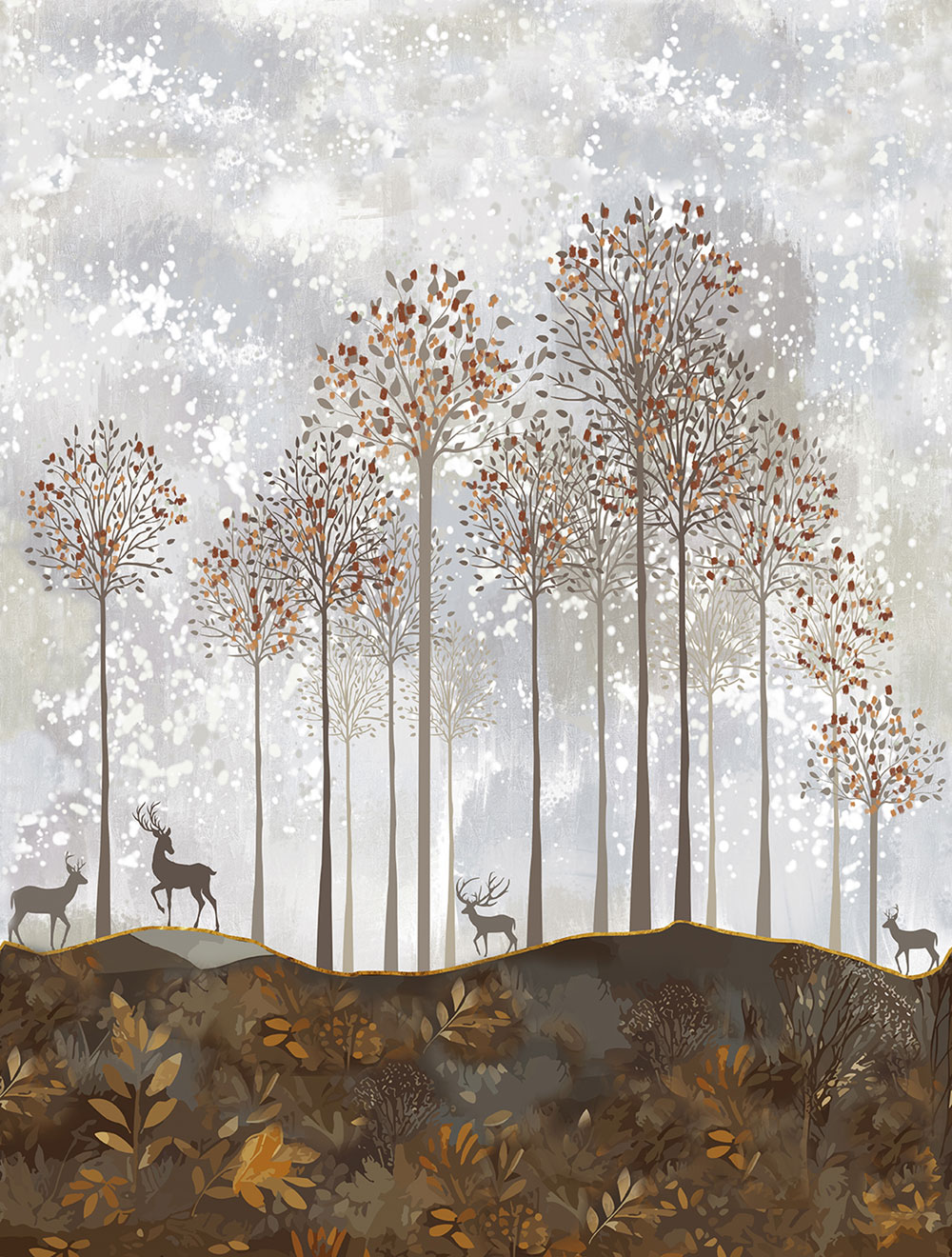 Children's non-woven wall mural, deer, forest, CW6047-2, Cute Walls, Decoprint