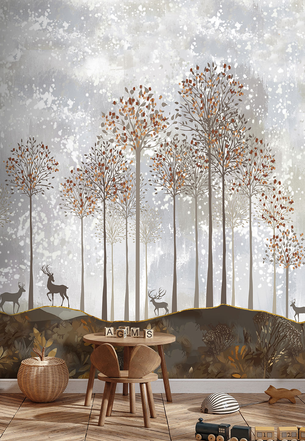 Children's non-woven wall mural, deer, forest, CW6047-2, Cute Walls, Decoprint