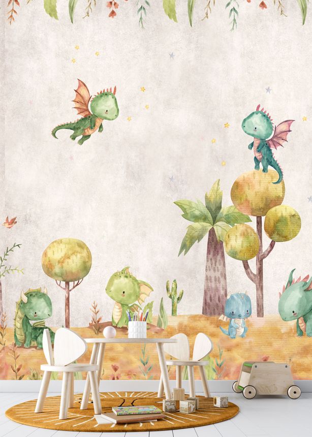 Children's non-woven wall mural, dragons, CW6053-1, Cute Walls, Decoprint