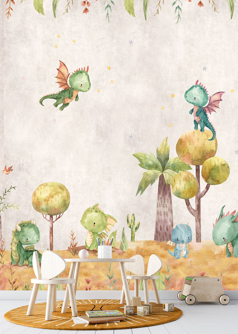 Children's non-woven wall mural, dragons, CW6053-1, Cute Walls, Decoprint