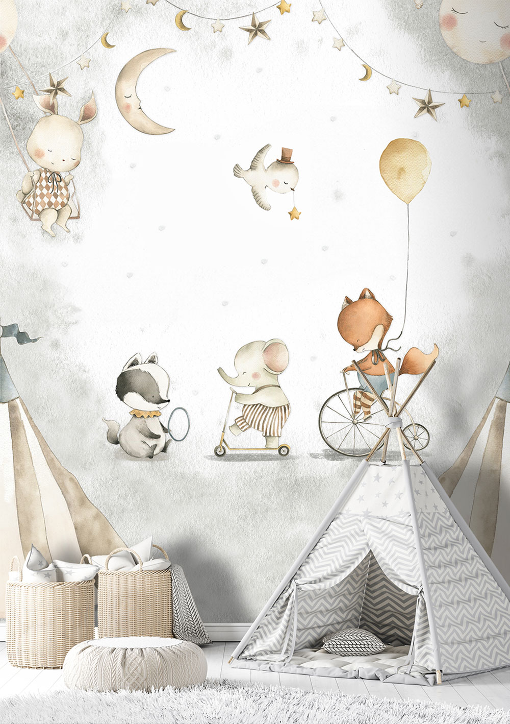 Children's non-woven wall mural, animals, CW6055-1, Cute Walls, Decoprint