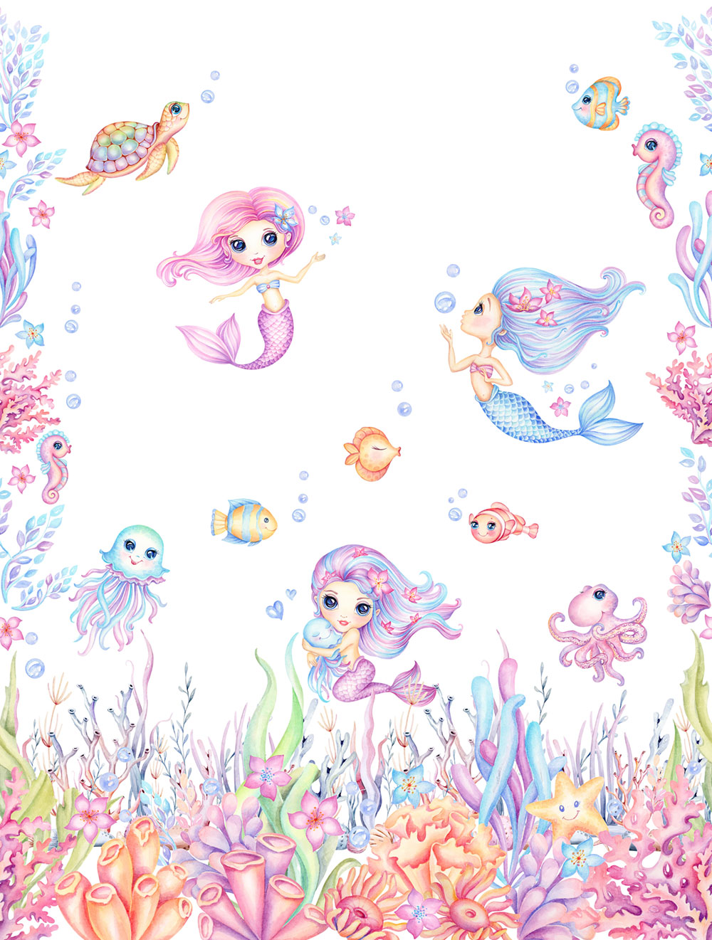 Children's non-woven wall mural, underwater world, CW6059-1, Cute Walls, Decoprint