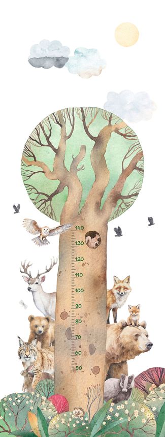 Children's non-woven wall mural / tape, tree, animals, CW6060-1, Cute Walls, Decoprint