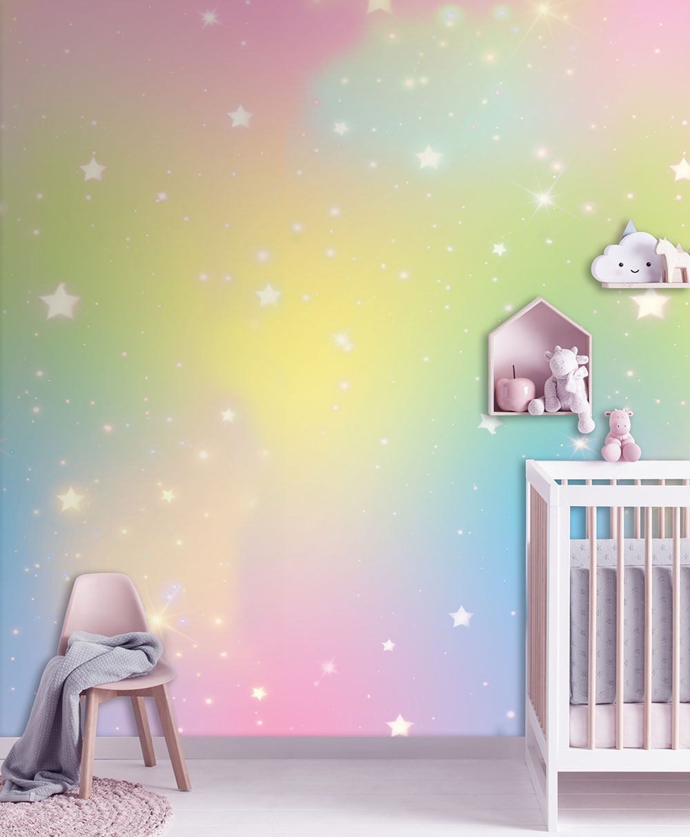 Children's non-woven wall mural, stars, rainbow, CW6061-1, Cute Walls, Decoprint