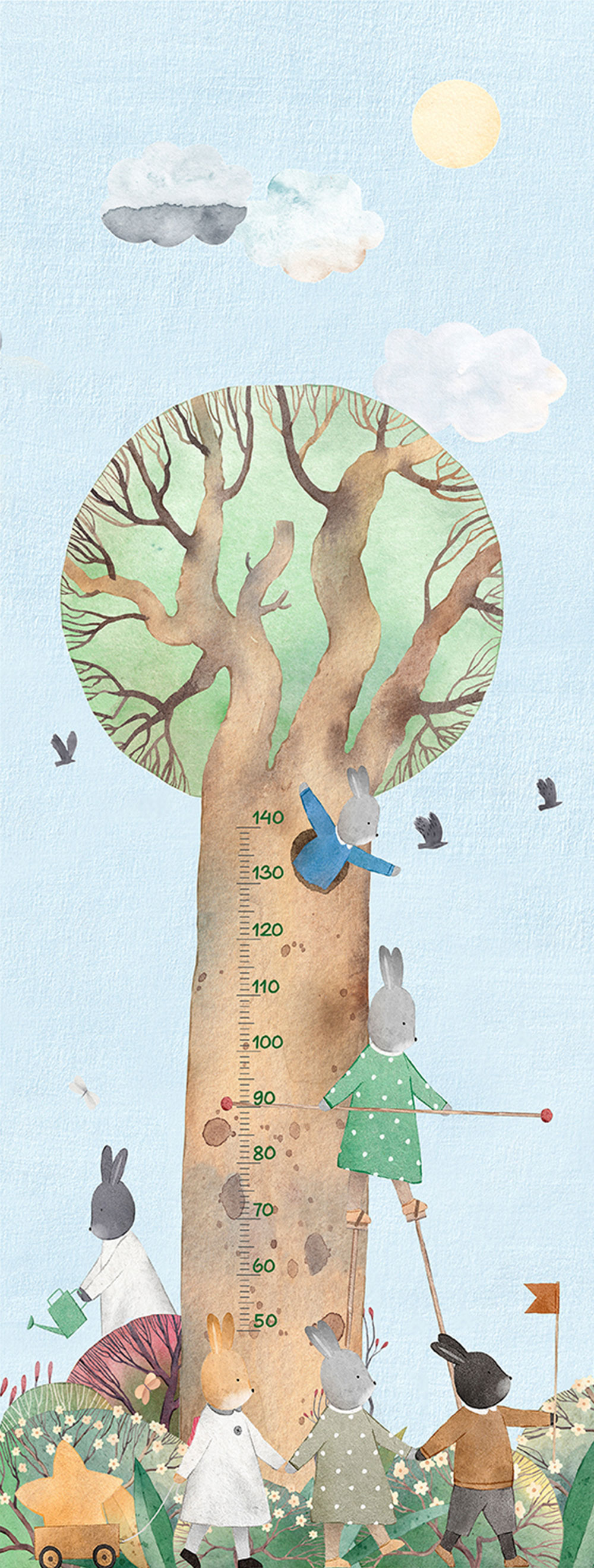 Children's non-woven wall mural / tape, tree, animals, CW6064-1, Cute Walls, Decoprint