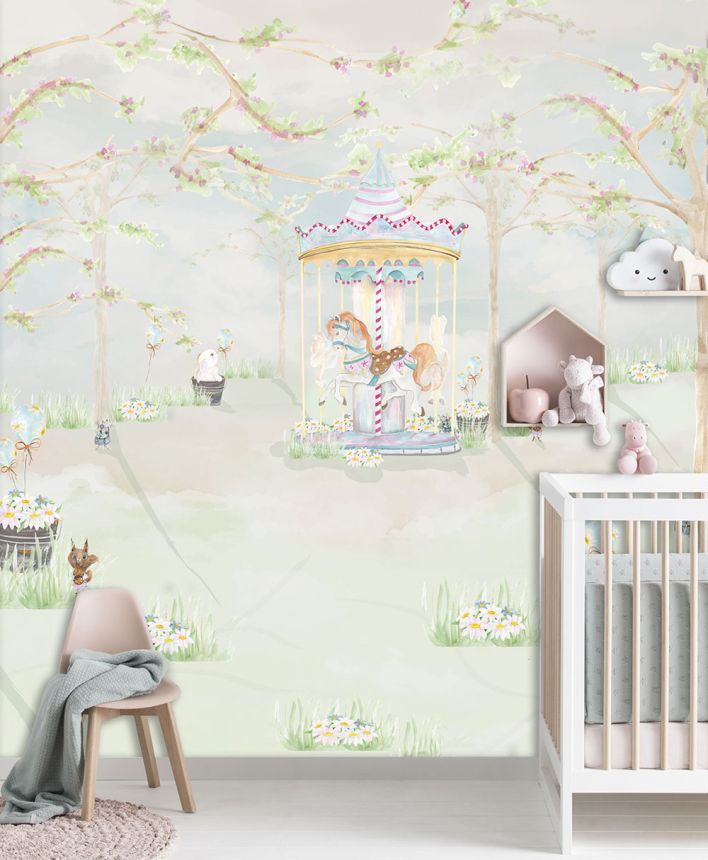 Children's non-woven wall mural, carousel, CW6111-1, Cute Walls, Decoprint