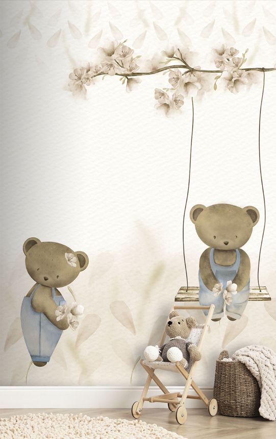 Children's non-woven wall mural, beige, teddy bears, CW6127-2, Cute Walls, Decoprint