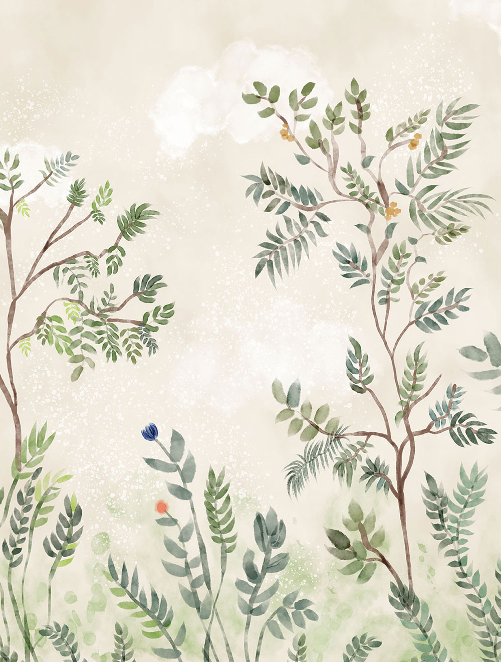 Children's non-woven wall mural, green, trees, CW6128-1, Cute Walls, Decoprint