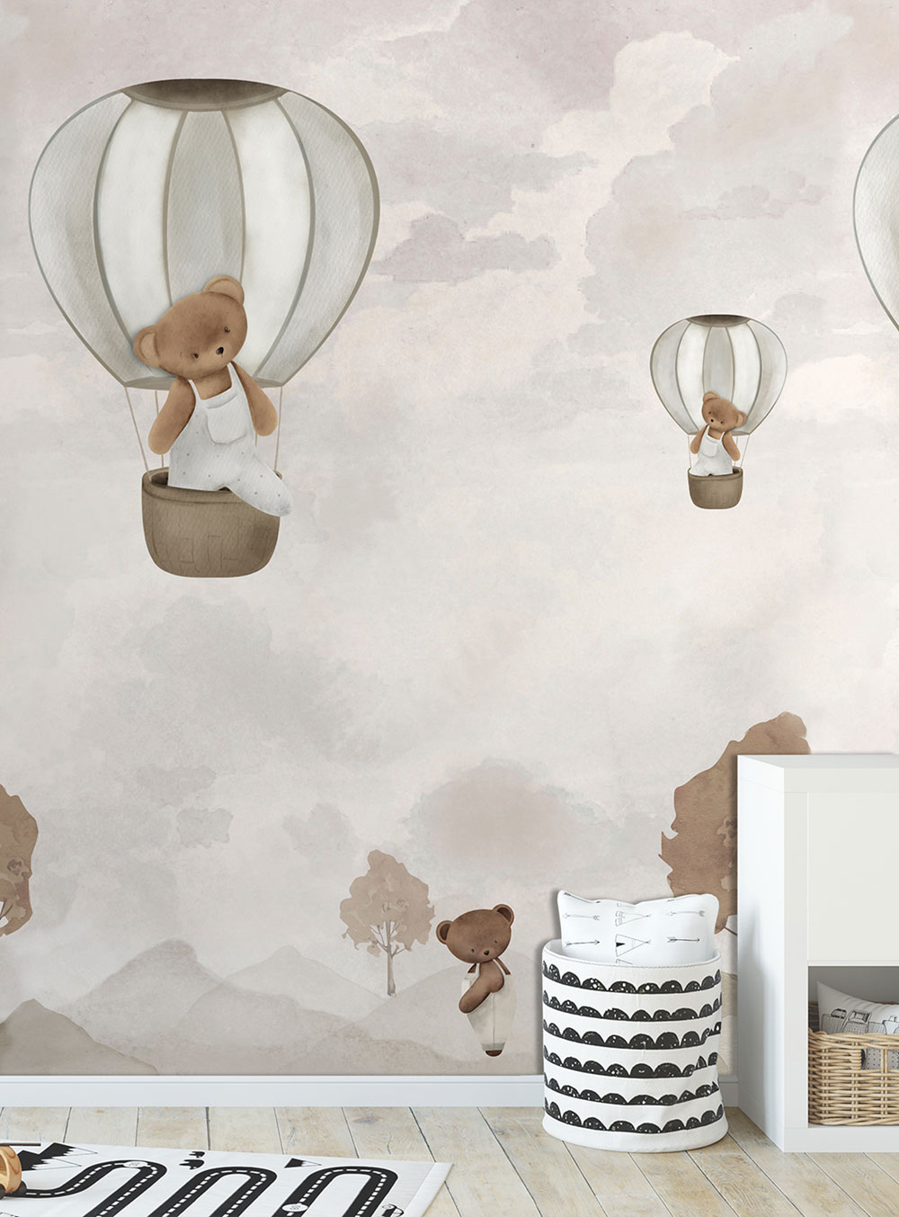 Children's non-woven wall mural, balloons, teddy bears, CW6135-2, Cute Walls, Decoprint